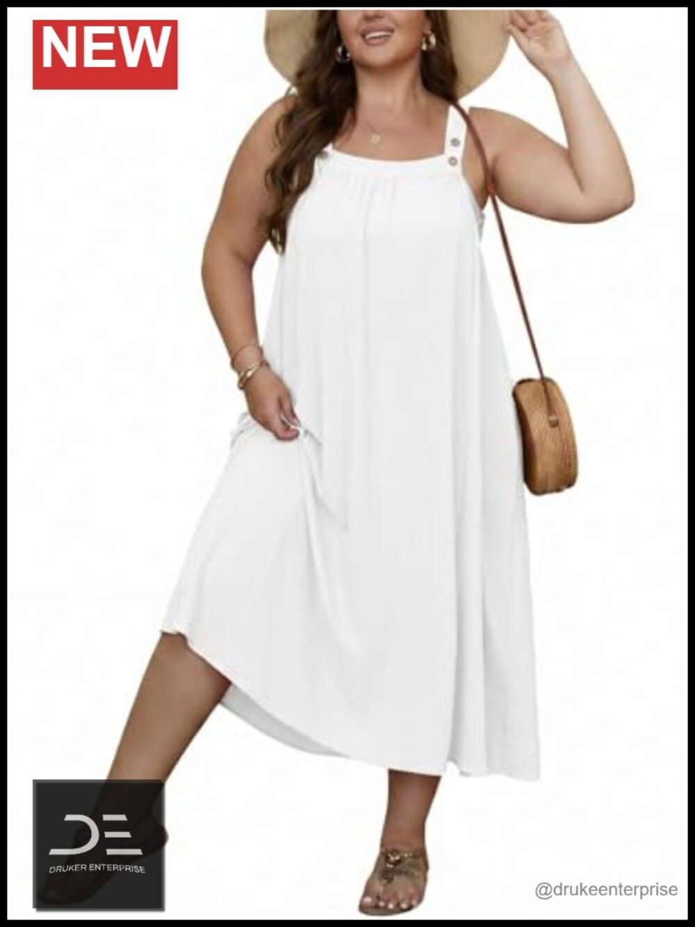 Plus Size Summer Sundress Loose Fit Adjustable Strap Beach Cover Up